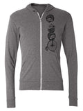 Hedgehog Zip Hoodie - Mens or Womens Sweatshirt-Hoodies Unisex-XS-Gray-Revival Ink