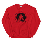 Moon Wolf Crewneck Sweatshirt-Crewneck Sweatshirt-S-Red-Revival Ink