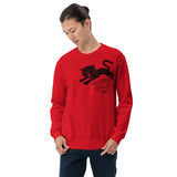 Funny Black Cat Crewneck Sweatshirt-Crewneck Sweatshirt-S-Red Heather-Revival Ink