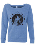 Moon Wolf Womens Sweatshirt-Womens Sweatshirts-M-Blue-Revival Ink