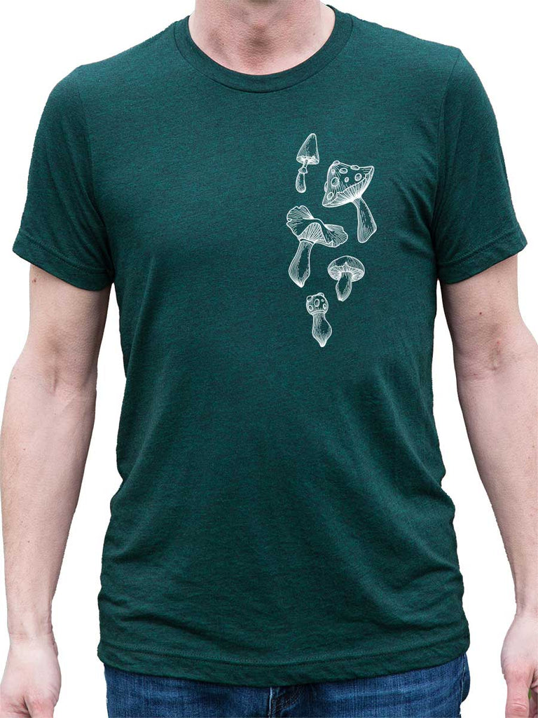 Mushrooms Mens Shirt-Mens T-Shirts-S-Dark Green-Revival Ink