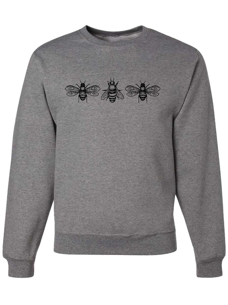 Honey Bees Crewneck Sweatshirt-Crewneck Sweatshirt-S-Gray-Revival Ink