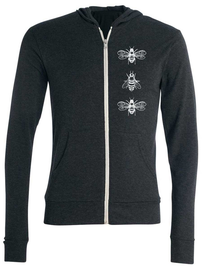 Honey Bees Zip Hoodie Sweatshirt for Men or Women-Hoodies Unisex-XS-Dark Grey-Revival Ink
