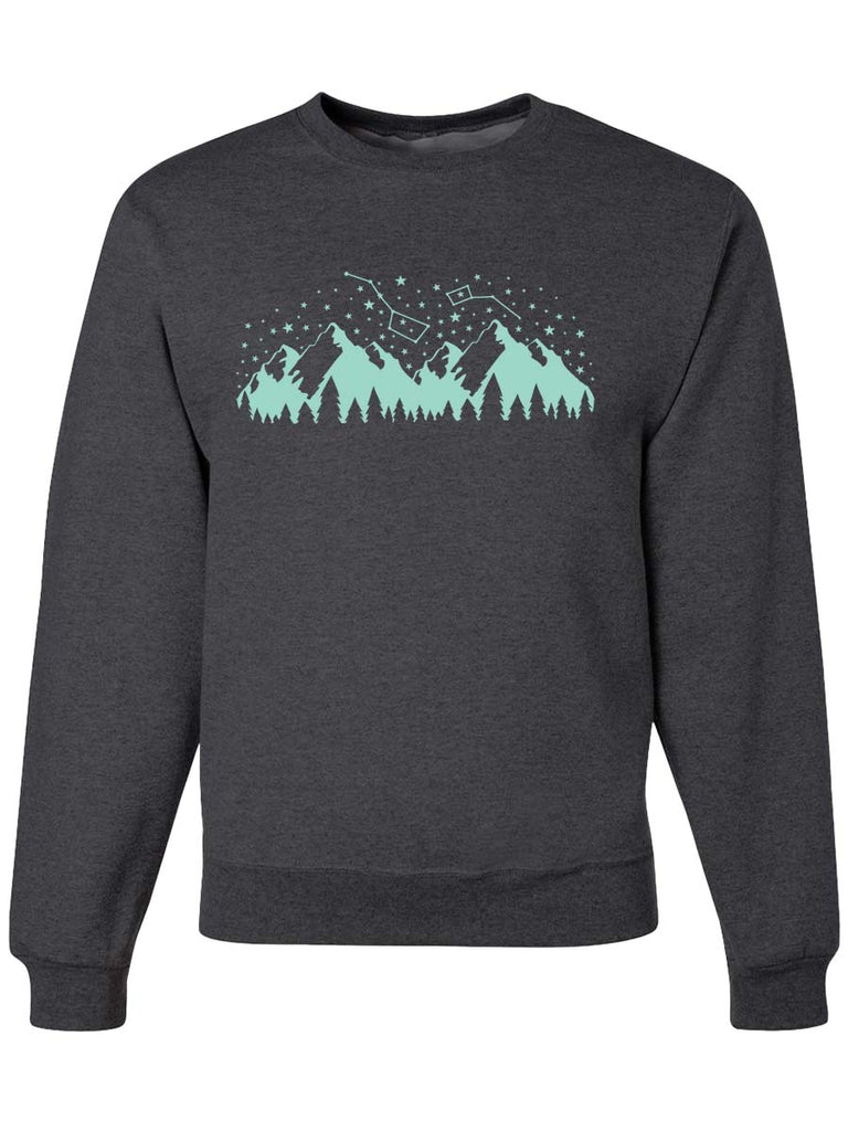 Constellation Mountains Crewneck Sweatshirt-Crewneck Sweatshirt-S-Dark Gray-Revival Ink
