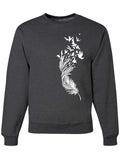 Bird Feather Boho Crewneck Sweatshirt-Crewneck Sweatshirt-S-Dark Gray-Revival Ink