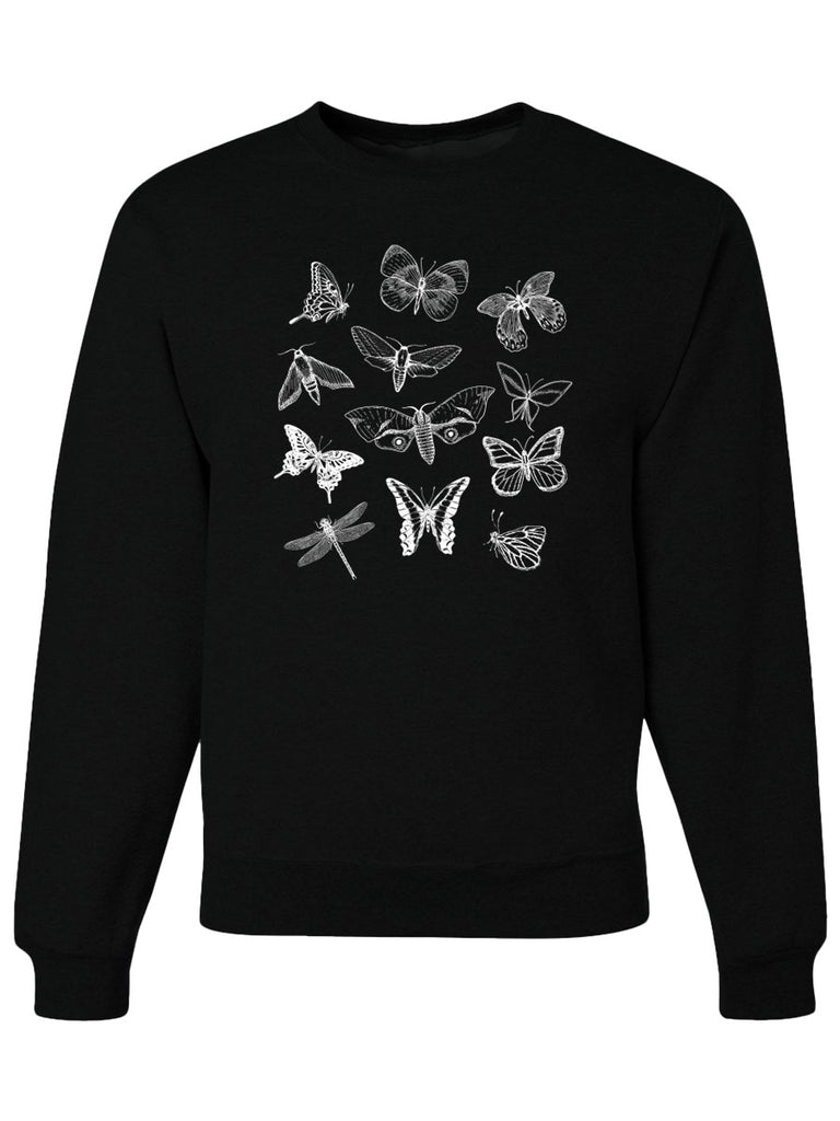 Cottagecore Butterfly Crewneck Sweatshirt-Crewneck Sweatshirt-S-Black-Revival Ink
