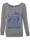 Coffee Cats and Crafts Books Sweatshirt