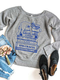 Coffee Cats and Crafts Books Sweatshirt-Womens Sweatshirts-Revival Ink