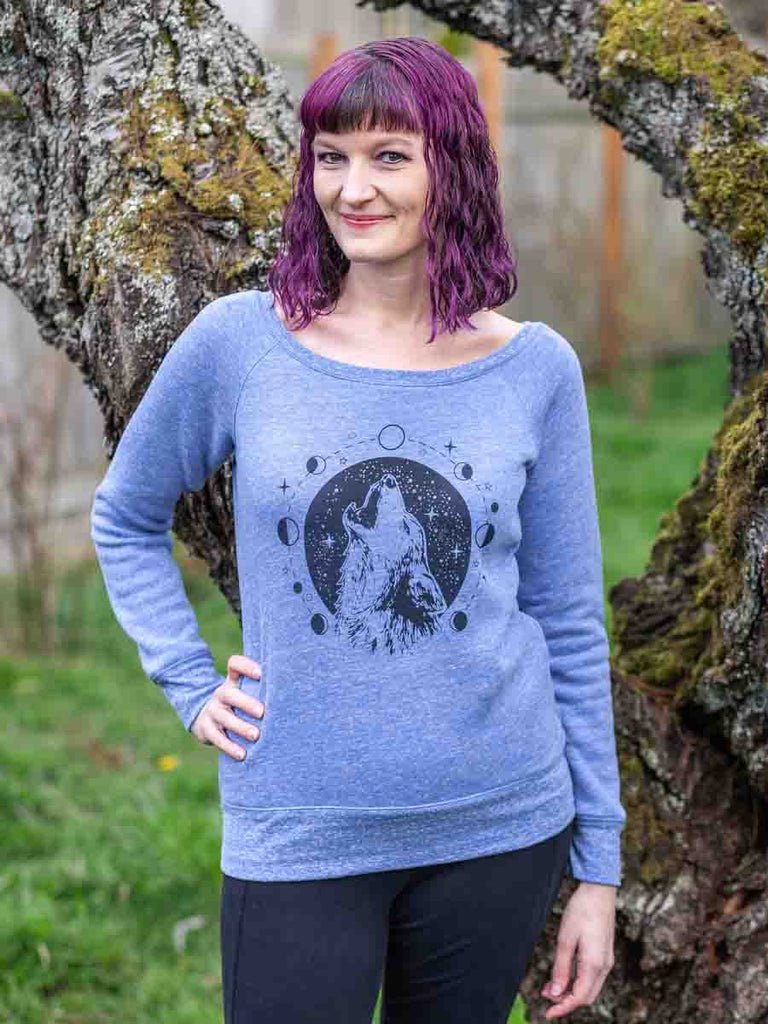 Moon Wolf Womens Sweatshirt-Womens Sweatshirts-Revival Ink