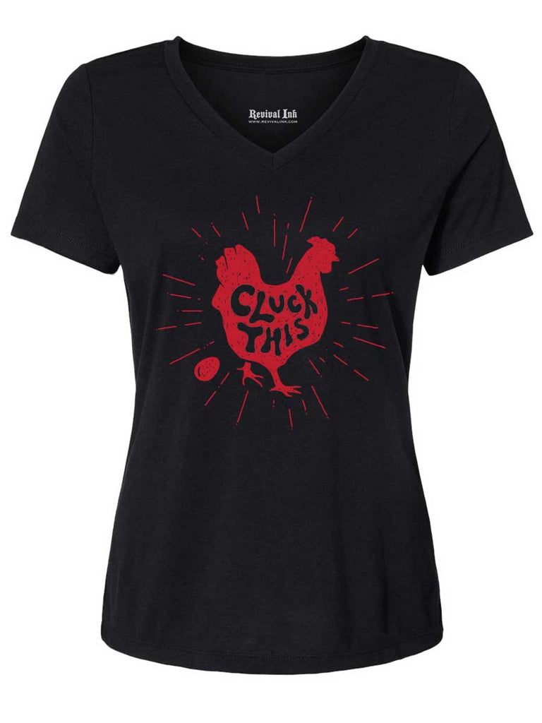 Cluck This - Funny Chicken Shirt-Womens T-Shirts Comfy-S-Black-Revival Ink
