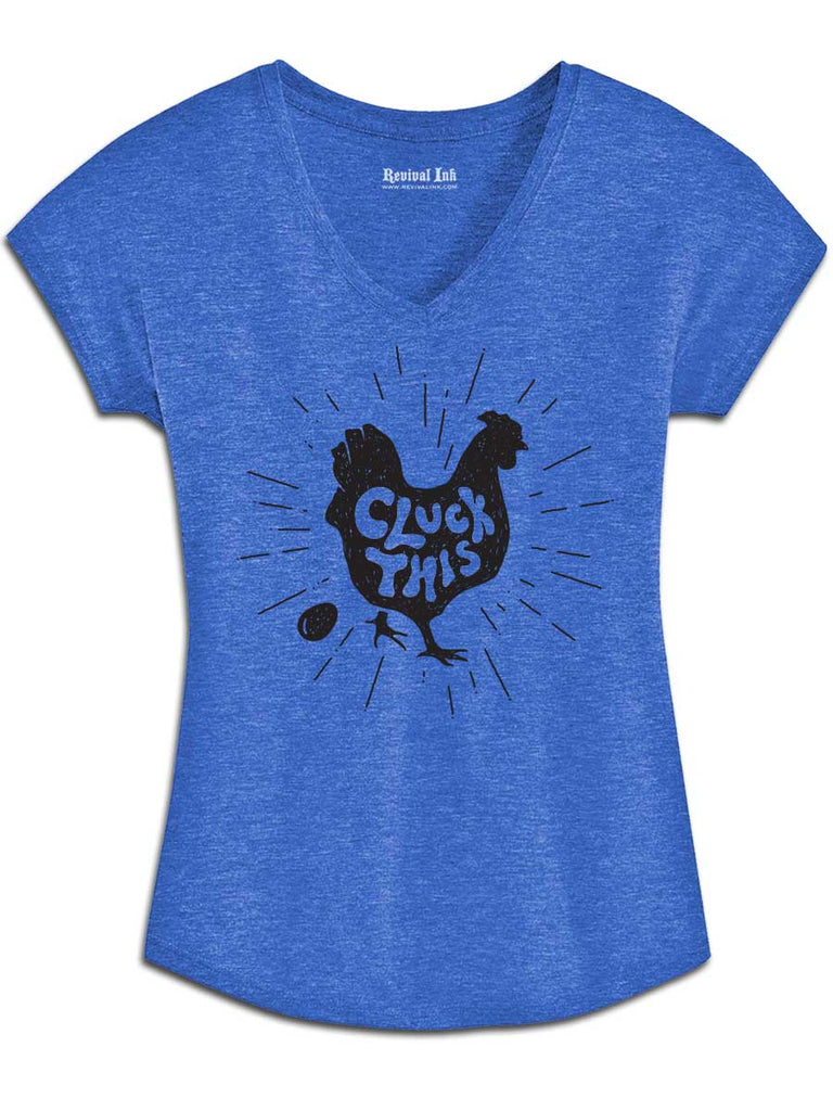 Cluck This - Funny Chicken Shirt-Womens T-Shirts Comfy-S-Blue-Revival Ink