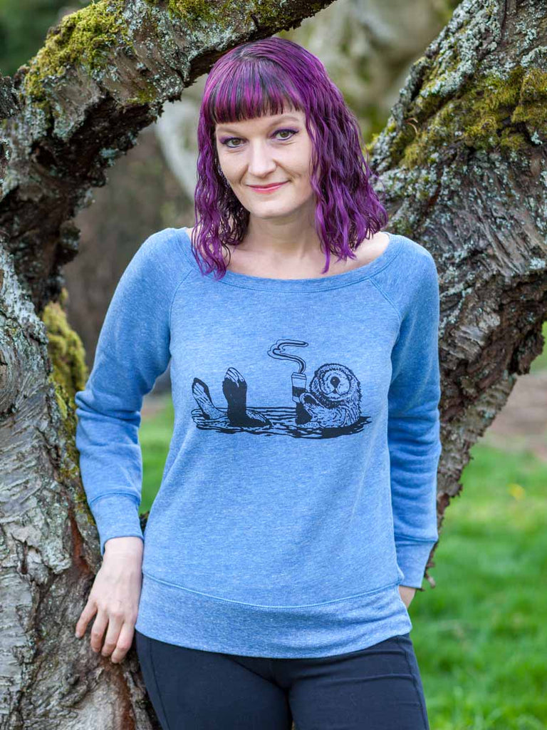 Coffee Otter Womens Sweatshirt-Womens Sweatshirts-Revival Ink