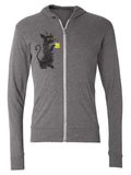 Coffee Cat Zip Hoodie Sweatshirt-Hoodies Unisex-XS-Gray-Revival Ink