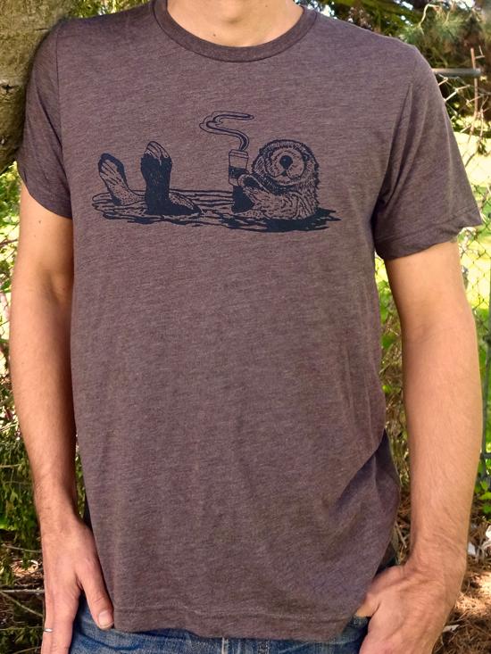 Mens Coffee Otter Shirt - Revival Ink Shirts