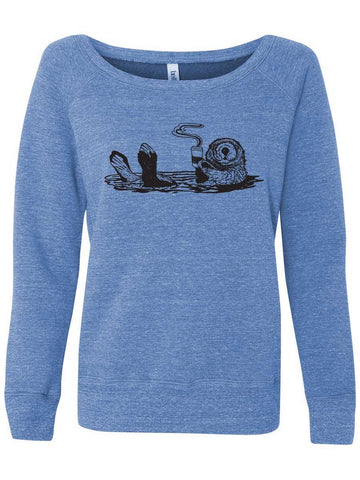 Coffee Otter Womens Sweatshirt-Womens Sweatshirts-M-Blue-Revival Ink