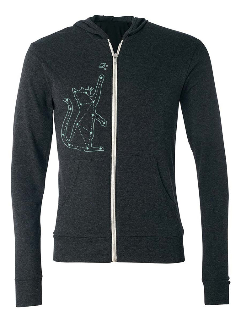 Constellation Cat Hoodie Sweatshirt-Hoodies Unisex-XS-Dark Gray-Revival Ink