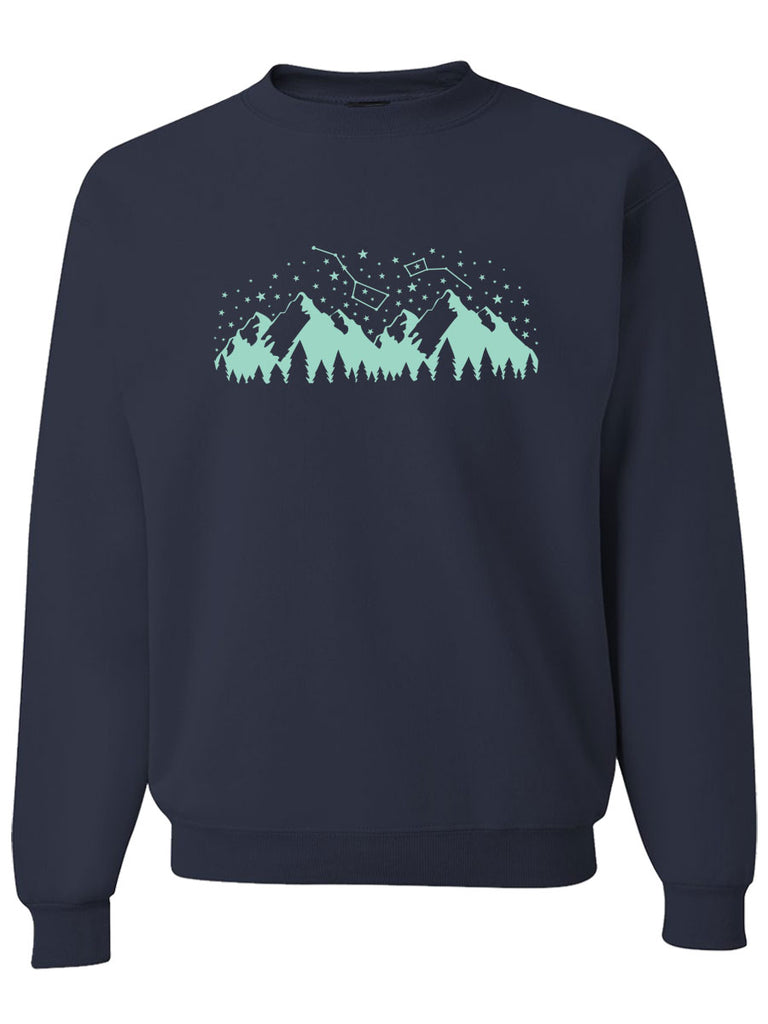 Constellation Mountains Crewneck Sweatshirt-Crewneck Sweatshirt-S-Navy-Revival Ink