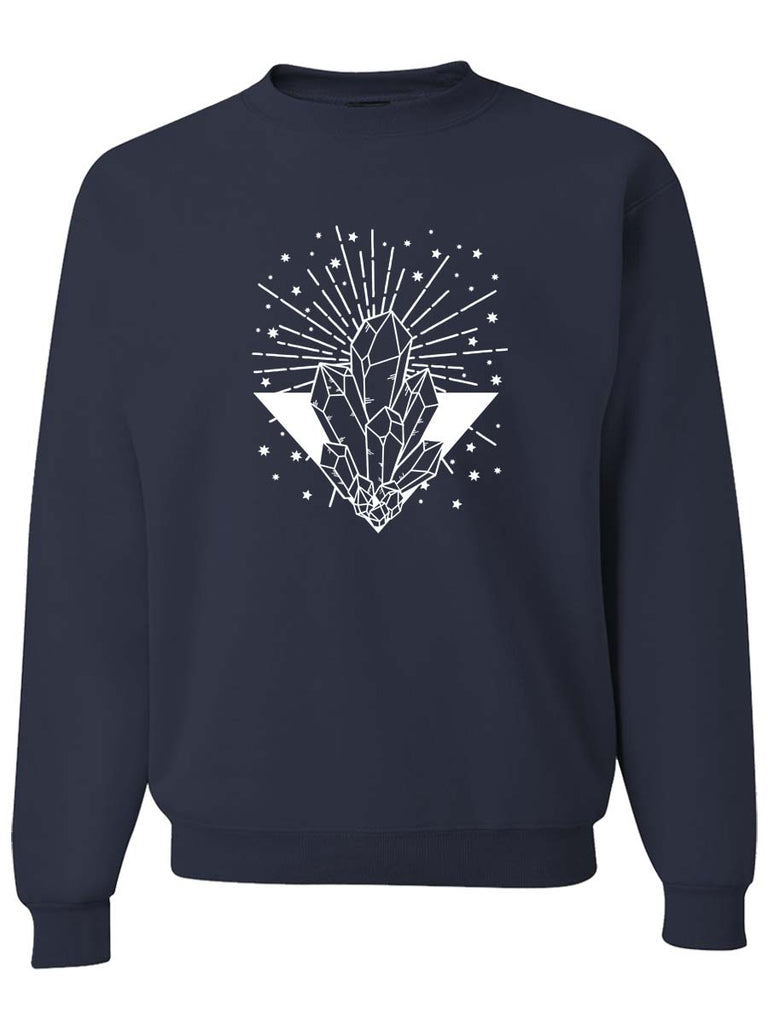 Crystals Crewneck Sweatshirt-Crewneck Sweatshirt-S-Navy-Revival Ink
