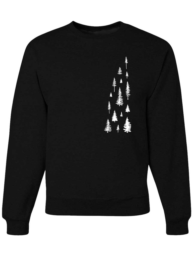 Evergreen Pine Trees Crewneck Sweatshirt-Crewneck Sweatshirt-S-Black-Revival Ink