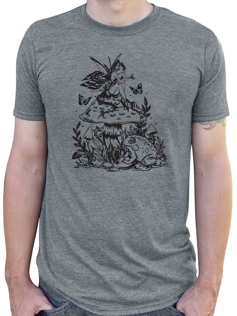 Mushroom Fairy Mens Tee-Mens T-Shirts-S-Gray-Revival Ink