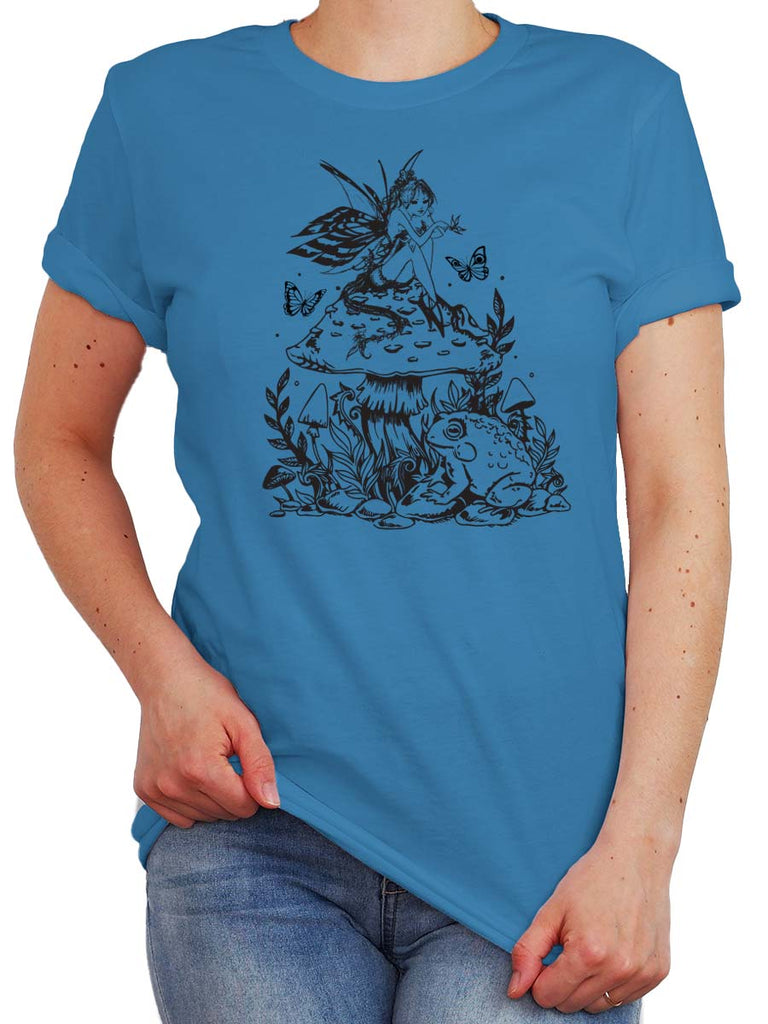 Mushroom Fairy Mens Tee-Mens T-Shirts-S-Blue-Revival Ink