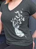 Feather Womens Graphic Tee-Womens T-Shirts Comfy-S-Dark Gray-Revival Ink