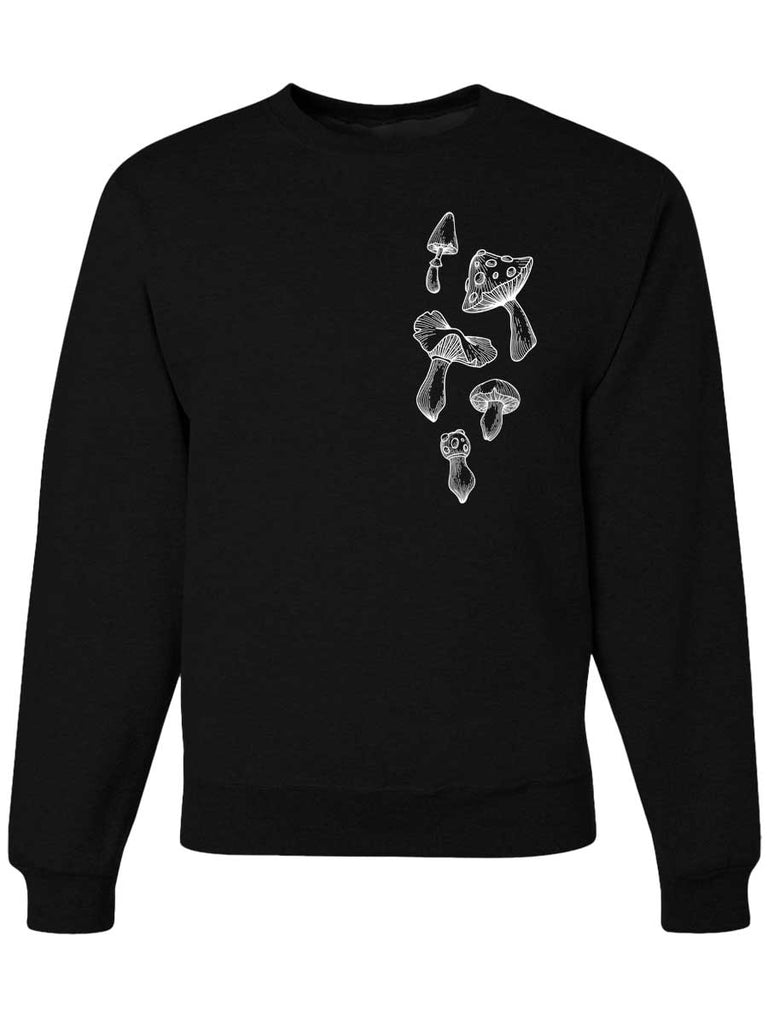 Cottagecore Mushrooms Crewneck Sweatshirt-Crewneck Sweatshirt-S-Black-Revival Ink