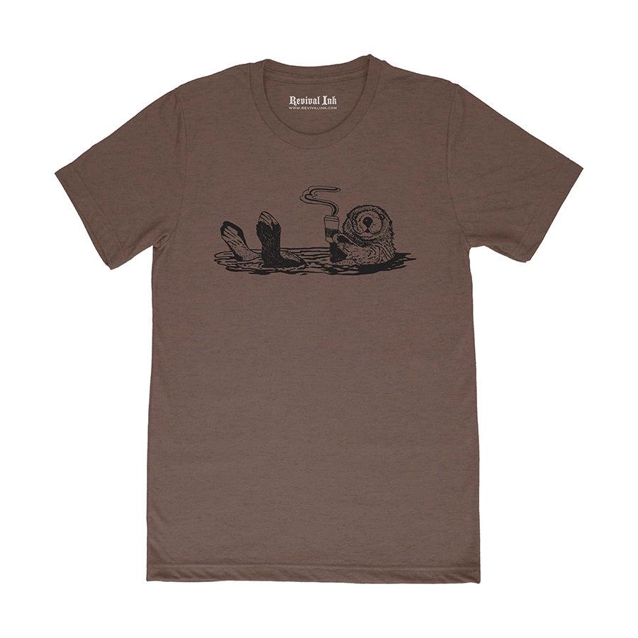 Mens Coffee Otter Shirt-Mens T-Shirts-2XL-Brown-Revival Ink