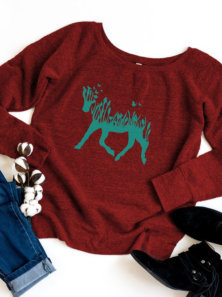 Nature Horse Womens Graphic Sweatshirt-Womens Sweatshirts-Revival Ink