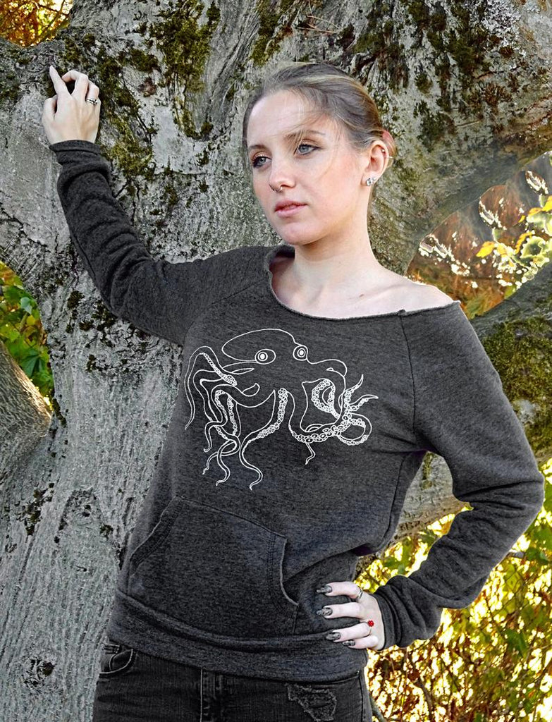 Octopus Womens Sweatshirt - Pocket-Womens Organic Sweatshirts-Revival Ink