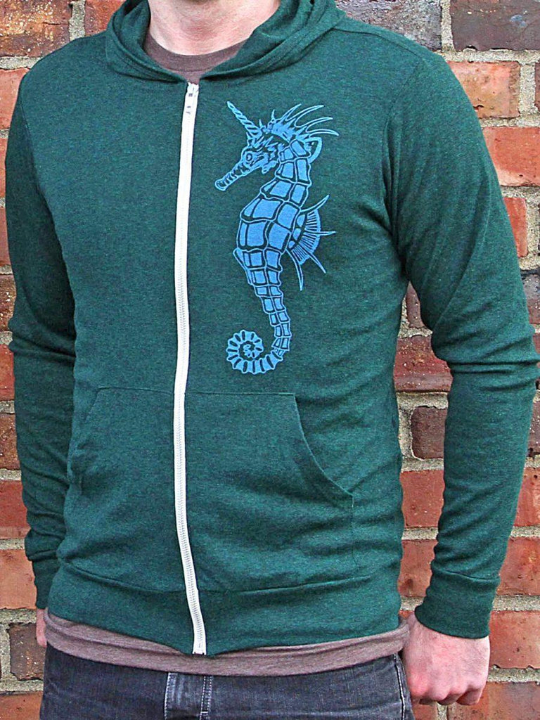 Seahorse Mens Zip Hoodie Sweatshirt-Hoodies Unisex-Revival Ink