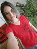 Monstera Plant Womens T-Shirt-Womens T-Shirts Comfy-S-Red-Revival Ink
