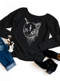 Luna Moon Cat Sweatshirt-Womens Sweatshirts-Revival Ink