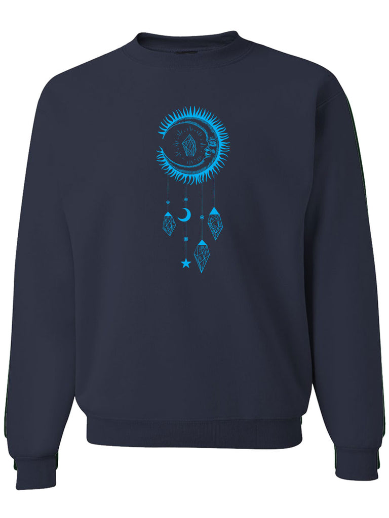 Sun Moon Crystals Boho Crewneck Sweatshirt-Crewneck Sweatshirt-S-Navy-Revival Ink