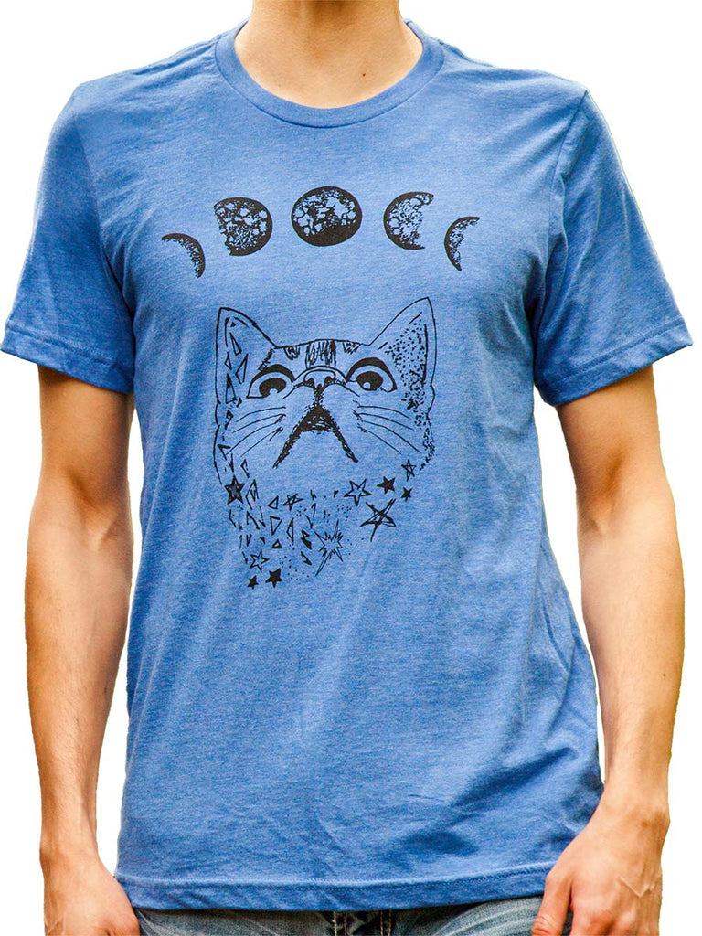 Moon Phases Cat Shirt | Cat Dad Gift for Men-Mens T-Shirts-S-Blue-Revival Ink