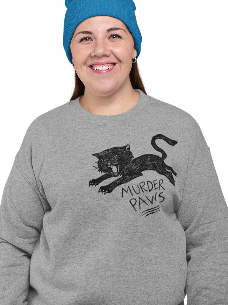 Funny Black Cat Crewneck Sweatshirt-Crewneck Sweatshirt-S-Gray-Revival Ink