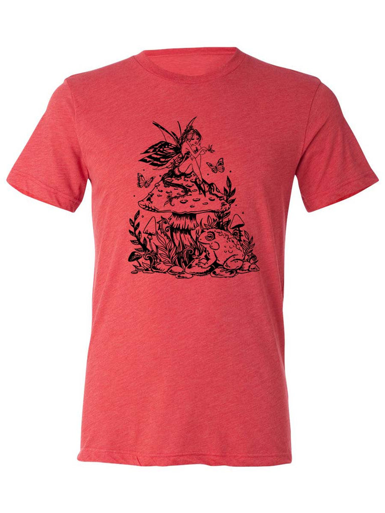 Mushroom Fairy Mens Tee-Mens T-Shirts-S-Red-Revival Ink