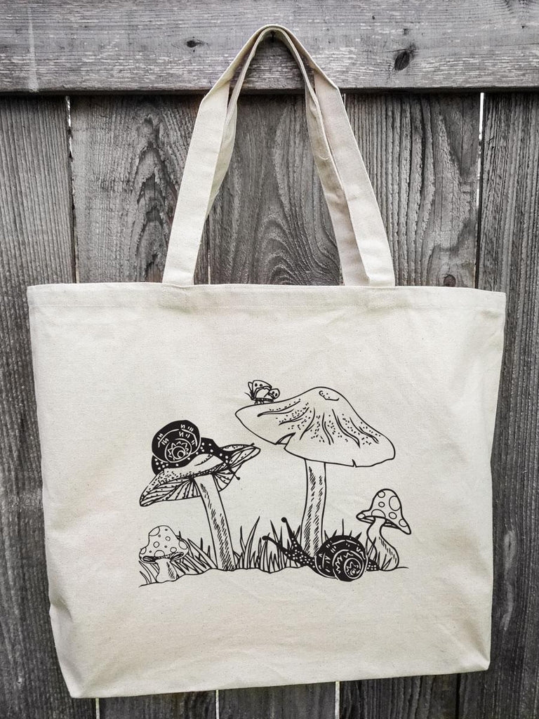 Buy Snails & Mushrooms Market Tote Bag - Canvas Shopping Bag ...