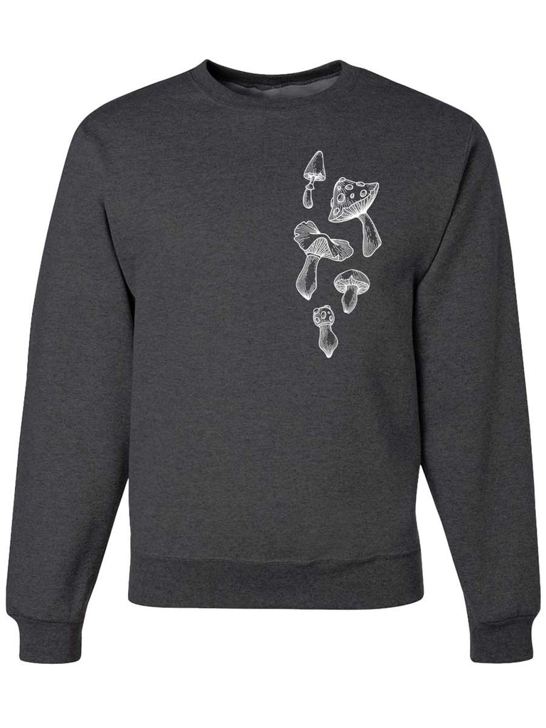 Cottagecore Mushrooms Crewneck Sweatshirt-Crewneck Sweatshirt-S-Dark Gray-Revival Ink