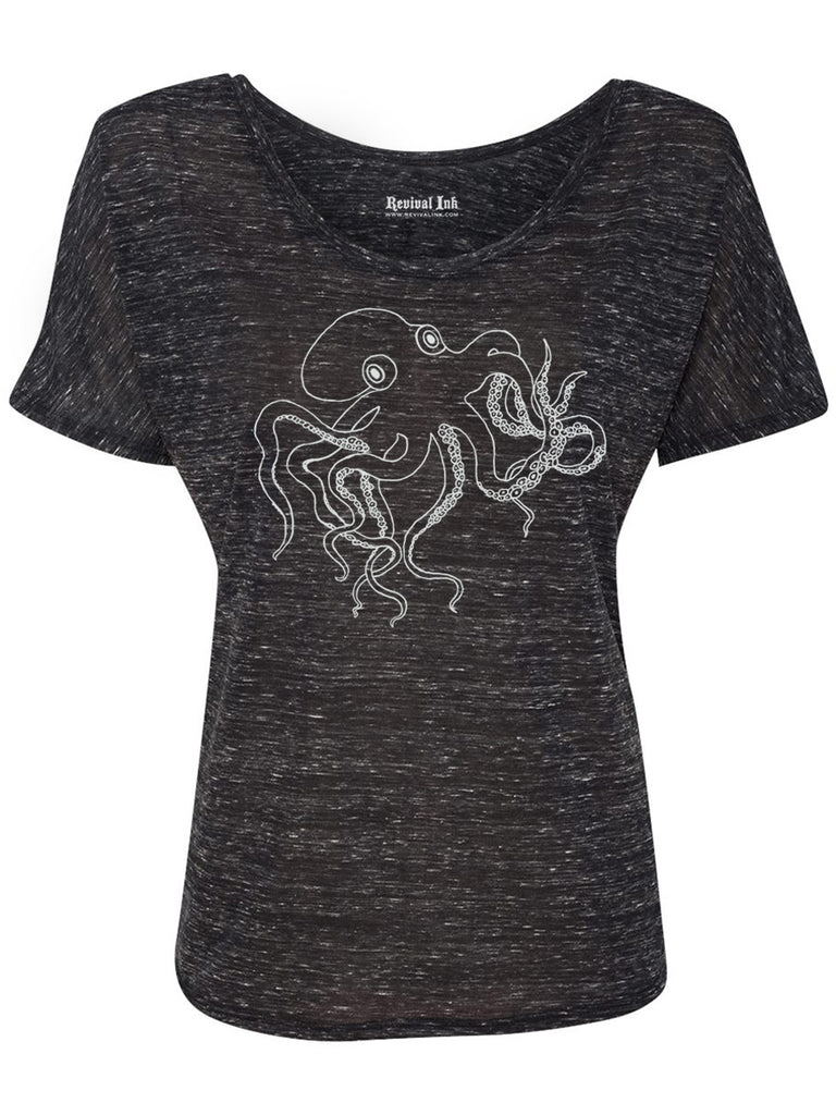 Octopus Womens Graphic Tee-Womens T-Shirts Relaxed-S-Grey-Revival Ink