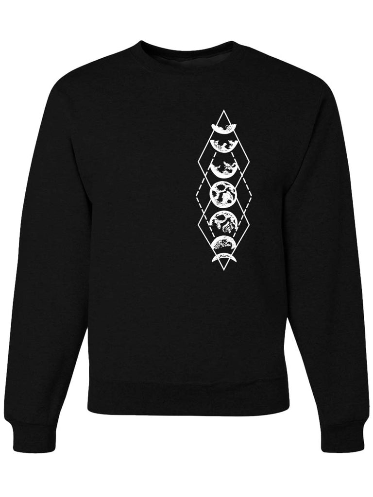 Moon Phases Crewneck Sweatshirt-Crewneck Sweatshirt-S-Black-Revival Ink