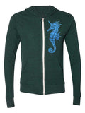 Seahorse Mens Zip Hoodie Sweatshirt-Hoodies Unisex-S-Green-Revival Ink