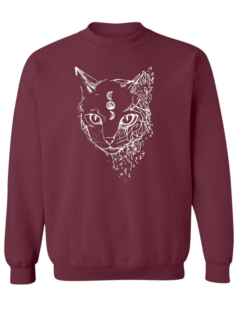 Space Cat Crewneck Sweatshirt-Crewneck Sweatshirt-S-Maroon-Revival Ink