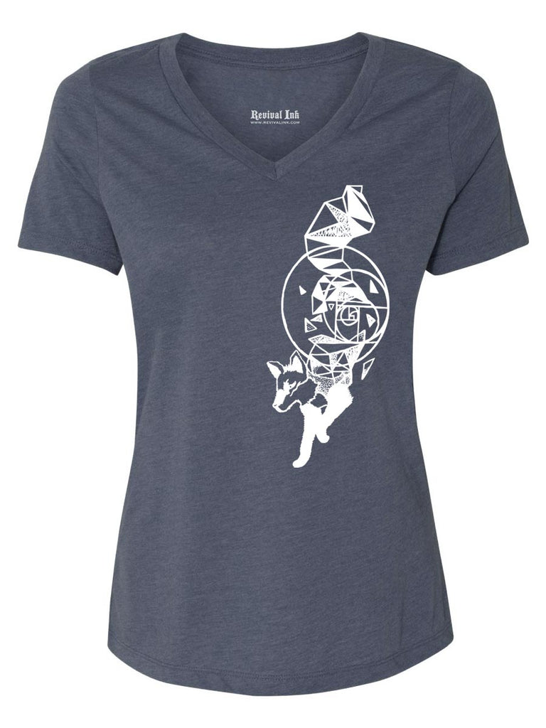 Space Fox Womens Graphic Tee-Womens T-Shirts Comfy-S-Navy-Revival Ink