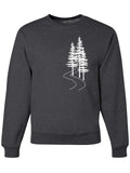 Evergreen Trees Trail Crewneck Sweatshirt-Crewneck Sweatshirt-S-Dark Gray-Revival Ink
