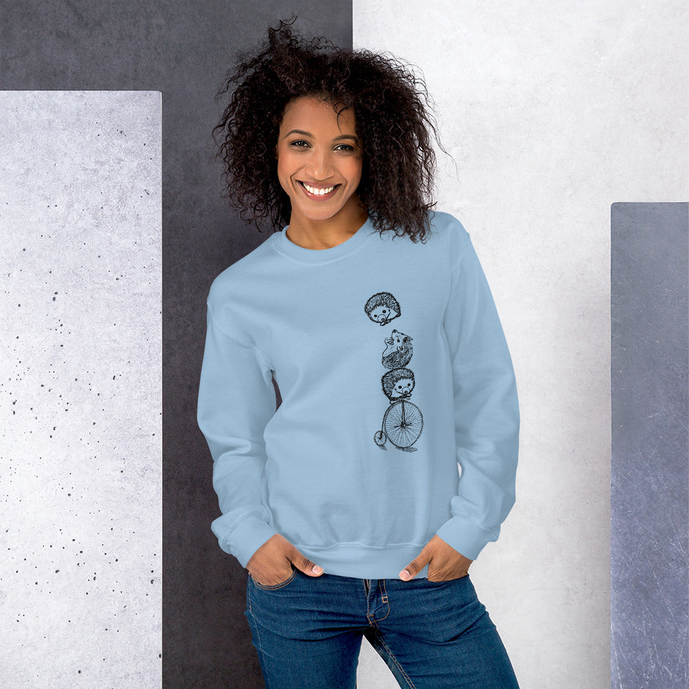 Hedgehog Unisex Crewneck Sweatshirt-Crewneck Sweatshirt-S-Gray-Revival Ink