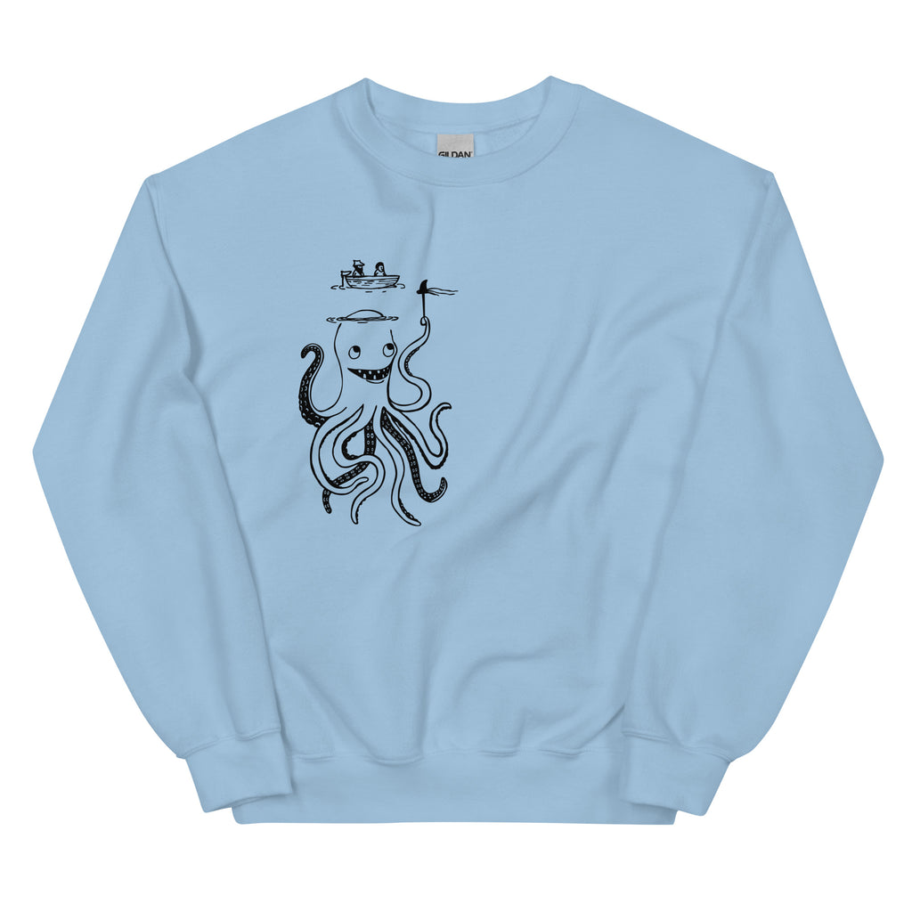 Silly Octopus Crewneck Sweatshirt for Men & Women-Crewneck Sweatshirt-S-Blue-Revival Ink