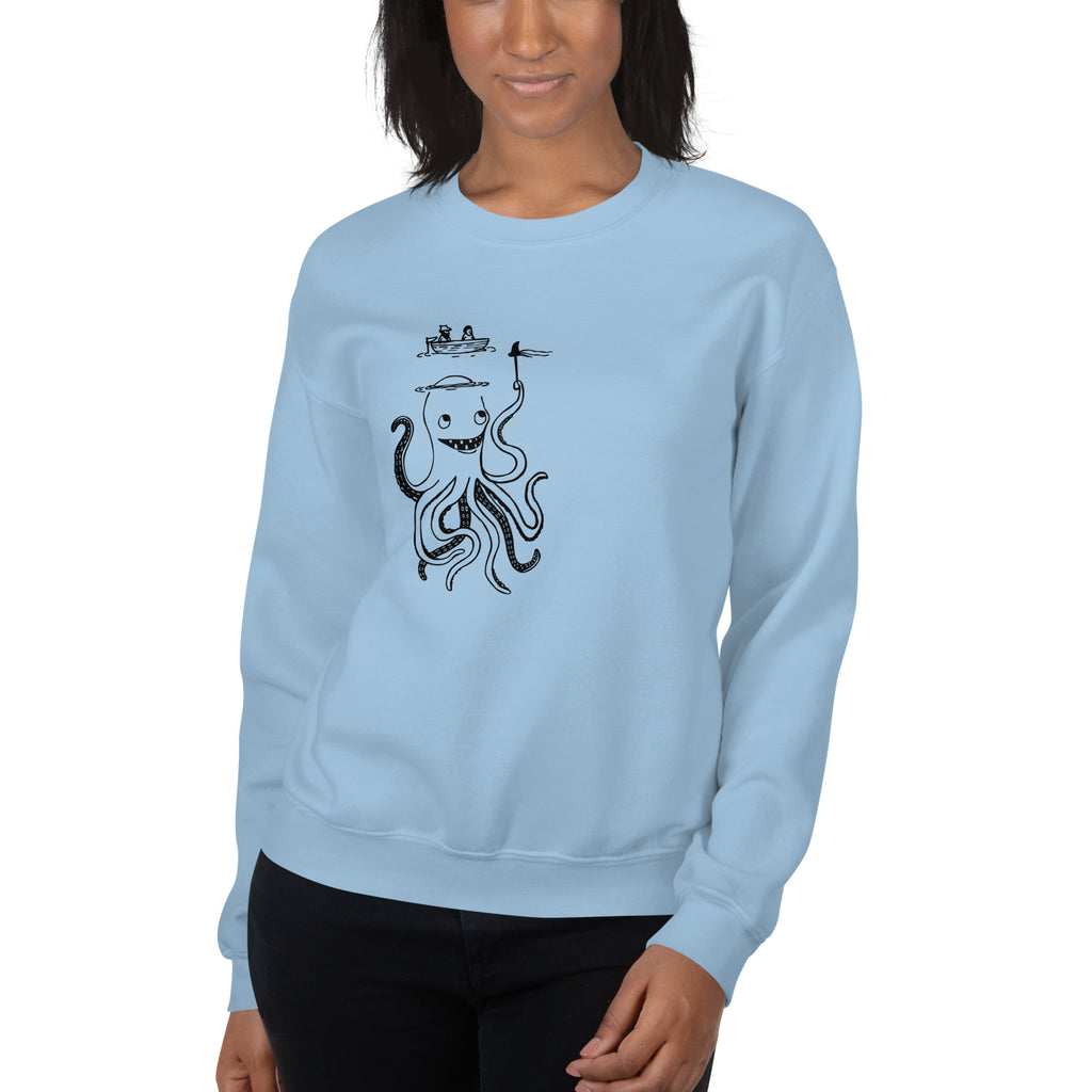 Silly Octopus Crewneck Sweatshirt for Men & Women-Crewneck Sweatshirt-S-Blue-Revival Ink