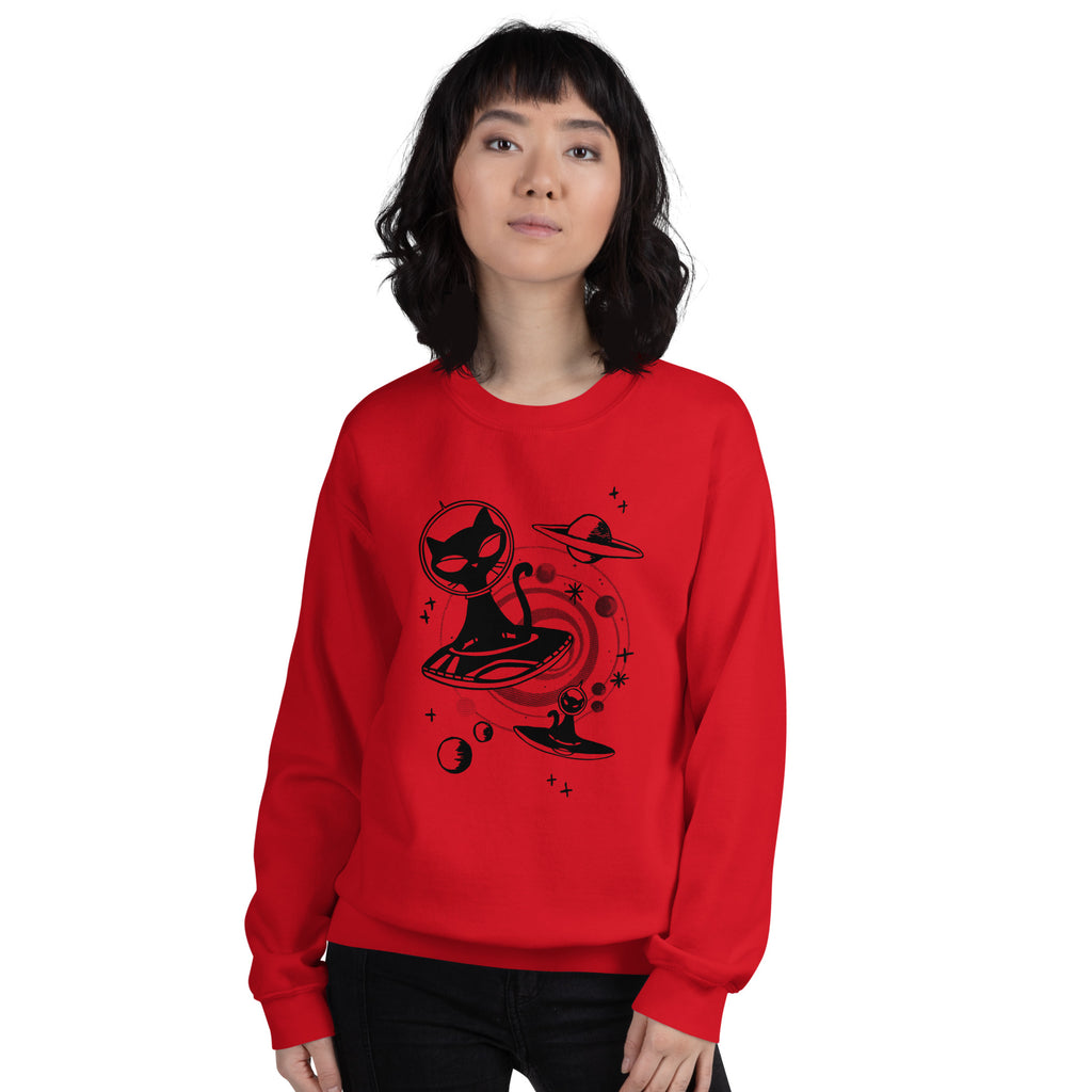 Alien Cats Unisex Crewneck Sweatshirt-Crewneck Sweatshirt-S-Gray-Revival Ink