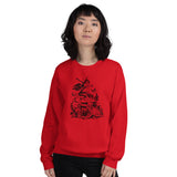 Fairy Mushroom Crewneck Sweatshirt-Crewneck Sweatshirt-3XL-Red Solid-Revival Ink